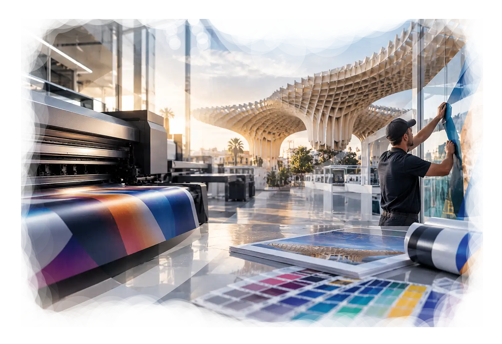 Foto simula producción impresión y rotulación en sevilla 2grc diseño gráfico